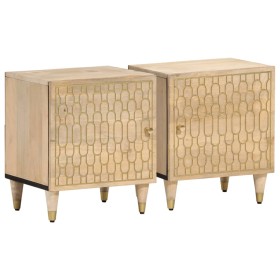 Mesitas de noche 2 uds madera maciza de mango 40x33x46 cm en Mesitas de noche | Comprar online en Foro24