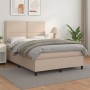 Cama box spring con colchón cuero sintético capuchino 140x190cm de , Camas y somieres - Ref: Foro24-3142784, Precio: 477,79 €...