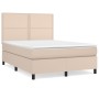 Cama box spring con colchón cuero sintético capuchino 140x190cm de , Camas y somieres - Ref: Foro24-3142784, Precio: 477,79 €...