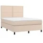 Box spring bed with cappuccino synthetic leather mattress 140x190cm by , Beds and slatted bases - Ref: Foro24-3142784, Price:...