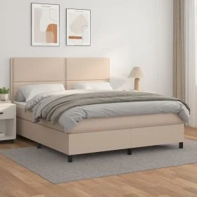 Box spring bed with cappuccino synthetic leather mattress 180x200cm by , Beds and slatted bases - Ref: Foro24-3142802, Price:...