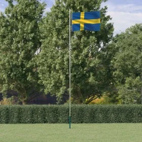 Aluminum flag and pole of Sweden 6.23 m by , Flags and windsocks - Ref: Foro24-3147112, Price: 72,38 €, Discount: %