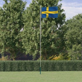 Mástil y bandera de Suecia aluminio 6,23 m de , Banderas y mangas de viento - Ref: Foro24-3147112, Precio: 73,85 €, Descuento: %