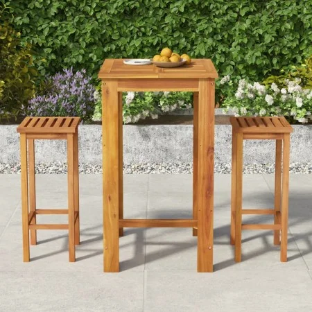 Gartentisch und Hochhocker 3 Stück aus massivem Akazienholz von , Gartensets - Ref: Foro24-3154386, Preis: 197,97 €, Rabatt: %