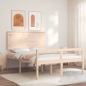 Bed for seniors with solid wood headboard 140x190cm by , Beds and slatted bases - Ref: Foro24-3195461, Price: 168,60 €, Disco...