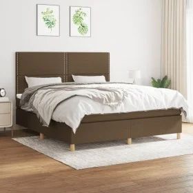 Box spring bed with dark brown fabric mattress 180x200 cm by , Beds and slatted bases - Ref: Foro24-3142276, Price: 571,42 €,...