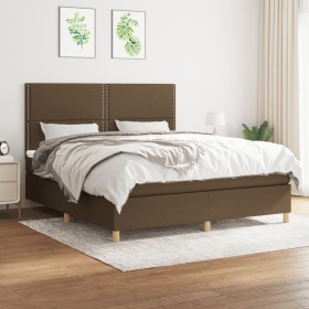 Cama box spring con colchón tela marrón oscuro 180x200 cm de , Camas y somieres - Ref: Foro24-3142276, Precio: 581,54 €, Desc...