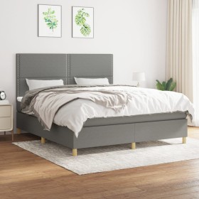 Box spring bed with dark gray fabric mattress 180x200 cm by , Beds and slatted bases - Ref: Foro24-3142274, Price: 587,37 €, ...