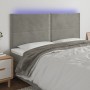 Hellgraues Samtkopfteil mit LED-Leuchten, 160 x 5 x 118/128 cm von , Kopf- und Fußteile - Ref: Foro24-3122338, Preis: 101,17 ...