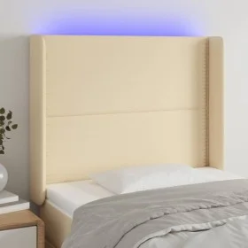 Kopfteil aus cremefarbenem Stoff mit LED 103x16x118/128 cm von , Kopf- und Fußteile - Ref: Foro24-3123903, Preis: 69,53 €, Ra...