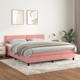 Cama box spring con colchón terciopelo rosa 160x200 cm de , Camas y somieres - Ref: Foro24-3141256, Precio: 454,44 €, Descuen...