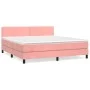 Box spring bed with pink velvet mattress 160x200 cm by , Beds and slatted bases - Ref: Foro24-3141256, Price: 442,44 €, Disco...