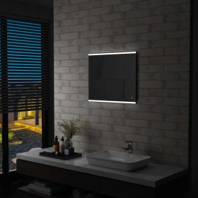 Espejo de pared de baño con LED y sensor táctil 60x50 cm