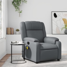 Gray synthetic leather reclining massage chair by , Armchairs - Ref: Foro24-373532, Price: 272,83 €, Discount: %
