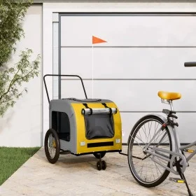 Haustier-Fahrradanhänger, Eisen-Oxford-Stoff, Gelb, Grau von , Kinderwagen für Haustiere - Ref: Foro24-93861, Preis: 128,50 €...