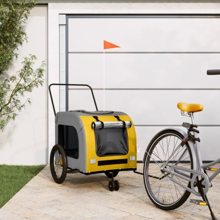 Haustier-Fahrradanhänger, Eisen-Oxford-Stoff, Gelb, Grau von , Kinderwagen für Haustiere - Ref: Foro24-93861, Preis: 131,16 €...