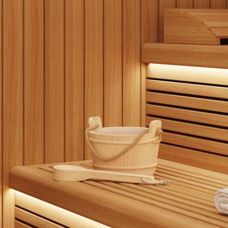 Cubo de Sauna 2 pcs Marrón Madera de Pino Sólida y Cáñamo en Accesorios de sauna | Comprar online en Foro24