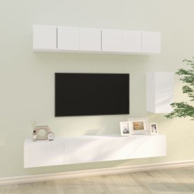 Set de muebles para TV 6 piezas madera contrachapada blanco