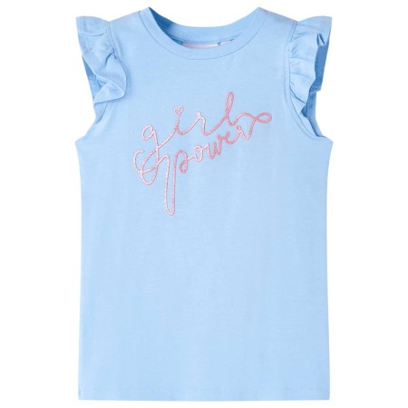 Hellblaues Kinder-T-Shirt mit Rüschenärmeln 116 von , Kinder-T-Shirts - Ref: Foro24-11326, Preis: 8,28 €, Rabatt: %