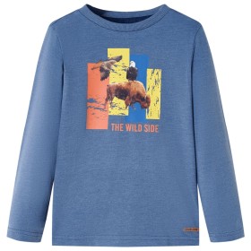 Langärmliges blaues Melange-T-Shirt für Kinder 116 von , Kinder-T-Shirts - Ref: Foro24-12991, Preis: 8,39 €, Rabatt: %