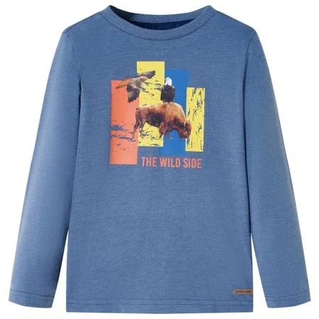 Langärmliges blaues Melange-T-Shirt für Kinder 140 von , Kinder-T-Shirts - Ref: Foro24-12993, Preis: 9,76 €, Rabatt: %