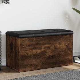 Bench with storage engineered wood smoked oak 82x42x45cm by , Benches for halls and storage - Ref: Foro24-835051, Price: 74,2...
