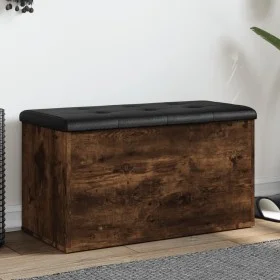 Bench with storage engineered wood smoked oak 82x42x45cm by , Benches for halls and storage - Ref: Foro24-835051, Price: 73,5...