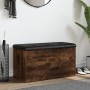 Bank mit Stauraum aus geräucherter Eiche, 82 x 42 x 45 cm von , Bänke für Hallen und Lager - Ref: Foro24-835051, Preis: 74,29...