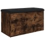 Bank mit Stauraum aus geräucherter Eiche, 82 x 42 x 45 cm von , Bänke für Hallen und Lager - Ref: Foro24-835051, Preis: 74,29...