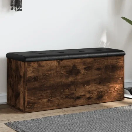 Engineered wood storage bench smoked oak 102x42x45 cm by , Benches for halls and storage - Ref: Foro24-835058, Price: 93,90 €...