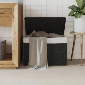 Dirty clothes basket with lid black synthetic rattan 55.5x35x34cm by , Laundry baskets - Ref: Foro24-372052, Price: 54,90 €, ...