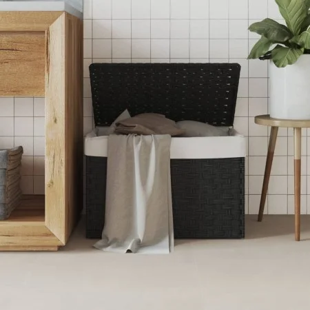 Cesto de ropa sucia con tapa ratán sintético negro 55,5x35x34cm de , Cestas para ropa - Ref: Foro24-372052, Precio: 58,25 €, ...