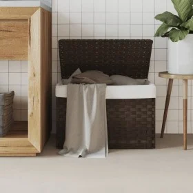 Dirty clothes basket with lid dark brown rattan 55.5x35x34cm by , Laundry baskets - Ref: Foro24-372050, Price: 45,42 €, Disco...