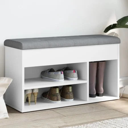 White engineered wood shoe bench 82x32x45.5 cm by , Benches for halls and storage - Ref: Foro24-835026, Price: 63,53 €, Disco...