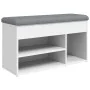 White engineered wood shoe bench 82x32x45.5 cm by , Benches for halls and storage - Ref: Foro24-835026, Price: 63,53 €, Disco...