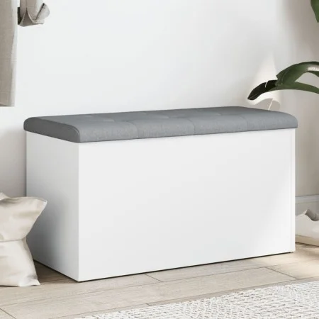White engineered wood storage bench 82x42x45 cm by , Benches for halls and storage - Ref: Foro24-835047, Price: 67,87 €, Disc...