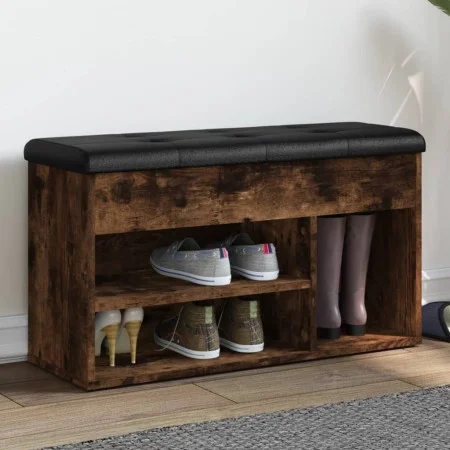 Shoe bench engineered wood smoked oak 82x32x45.5 cm by , Benches for halls and storage - Ref: Foro24-835030, Price: 74,52 €, ...