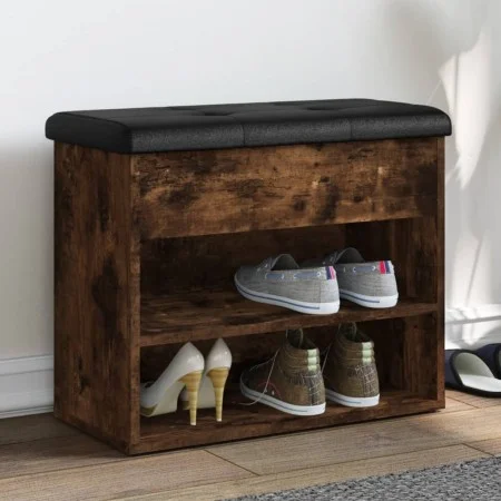 Shoe bench engineered wood smoked oak 62x32x50 cm by , Benches for halls and storage - Ref: Foro24-835100, Price: 60,89 €, Di...