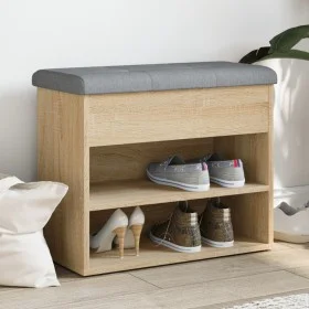 Shoe bench engineered wood Sonoma oak 62x32x50 cm by , Benches for halls and storage - Ref: Foro24-835098, Price: 57,21 €, Di...