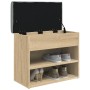 Shoe bench engineered wood Sonoma oak 62x32x50 cm by , Benches for halls and storage - Ref: Foro24-835098, Price: 57,95 €, Di...