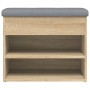Shoe bench engineered wood Sonoma oak 62x32x50 cm by , Benches for halls and storage - Ref: Foro24-835098, Price: 57,95 €, Di...