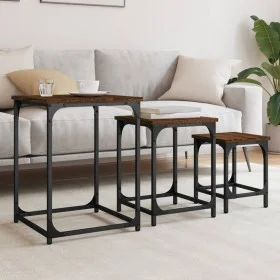 Stackable coffee tables 3 pieces engineered wood brown oak by , Coffee table - Ref: Foro24-838927, Price: 40,40 €, Discount: %