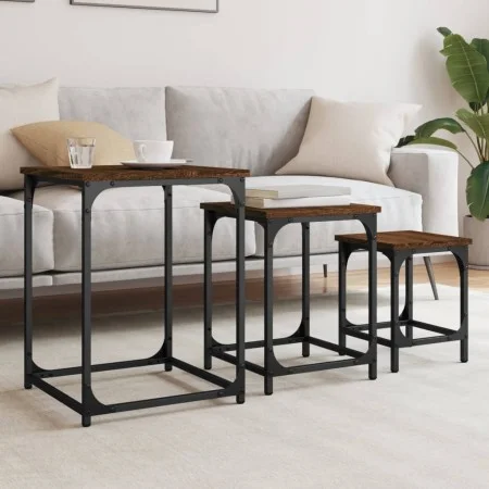 Stackable coffee tables 3 pieces engineered wood brown oak by , Coffee table - Ref: Foro24-838927, Price: 40,40 €, Discount: %