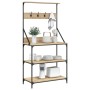 Kitchen shelving with hooks 4 levels engineered oak wood by , Kitchen utensil containers - Ref: Foro24-838959, Price: 75,14 €...