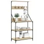 Kitchen shelving with hooks 4 levels engineered oak wood by , Kitchen utensil containers - Ref: Foro24-838959, Price: 74,22 €...
