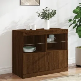 Sideboard with LED lights brown oak 81x37x67 cm by , Sideboards - Ref: Foro24-836664, Price: 80,36 €, Discount: %
