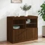 Sideboard with LED lights brown oak 81x37x67 cm by , Sideboards - Ref: Foro24-836664, Price: 80,36 €, Discount: %