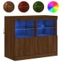 Sideboard with LED lights brown oak 81x37x67 cm by , Sideboards - Ref: Foro24-836664, Price: 80,36 €, Discount: %