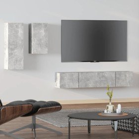 Set de muebles de TV 4 pzas madera contrachapada gris hormigón en Muebles TV | Comprar online en Foro24