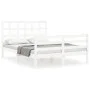Estructura cama de matrimonio con cabecero madera maciza blanco de , Camas y somieres - Ref: Foro24-3193962, Precio: 145,22 €...